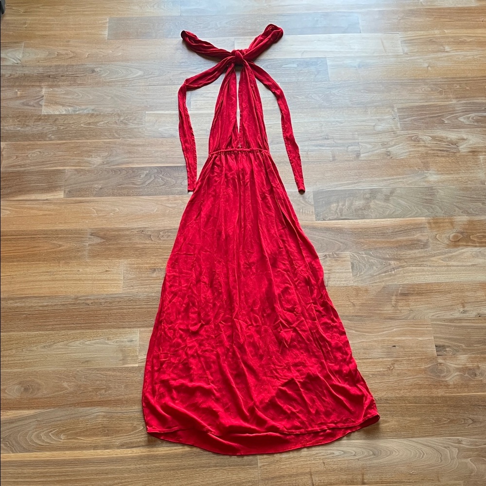 Elegant Red Halter Dress - Can Be Tied Multiple Ways
